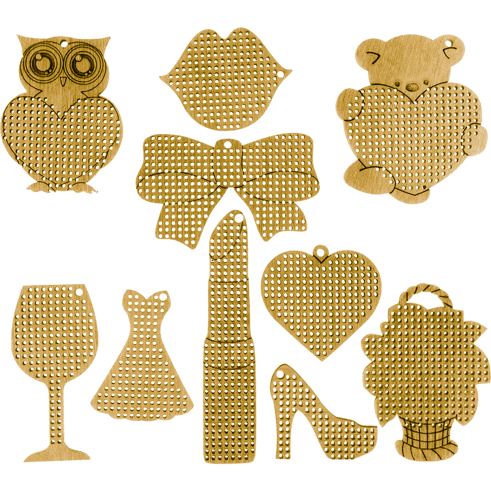 Set of blanks for embroidery on wood FLSW-001