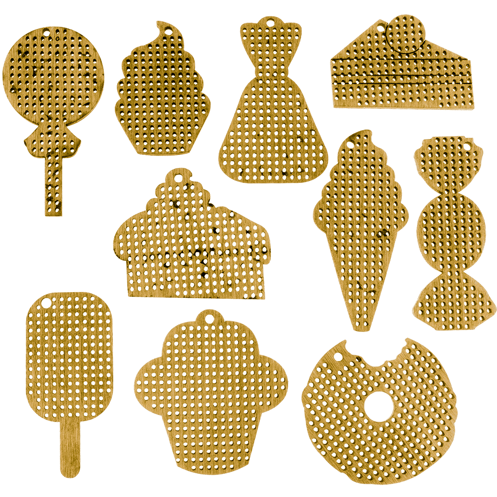 Set of blanks for embroidery on wood FLSW-003