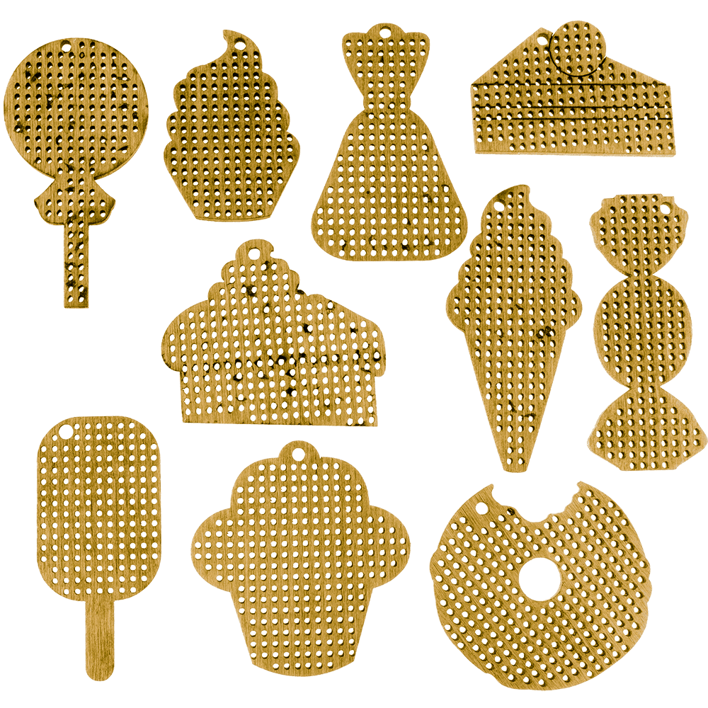 Set of blanks for embroidery on wood FLSW-003