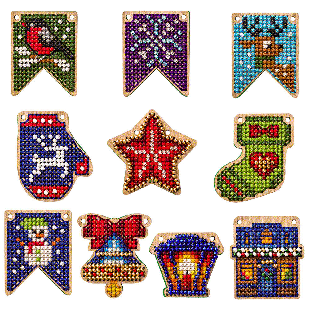 Set of blanks for embroidery on wood FLSW-009