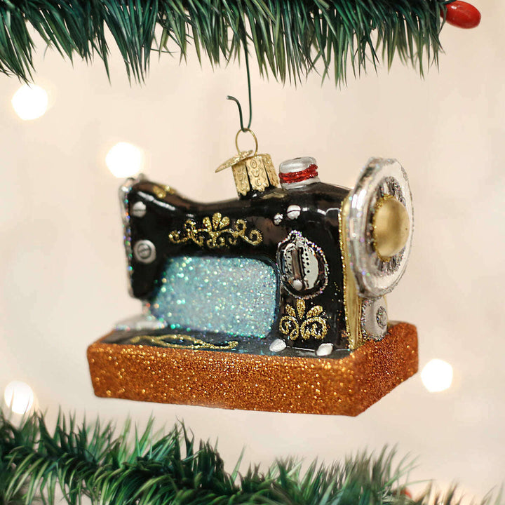 Old World Christmas Sewing Machine Blown Glass Ornament