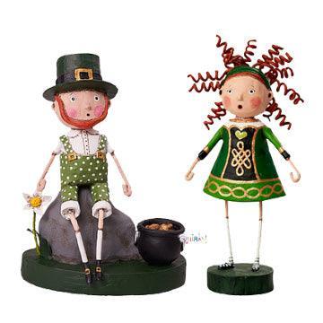 Shamrock Wishes Set of 2 St. Patrick's Day Lori Mitchell Figurines - Quirks!