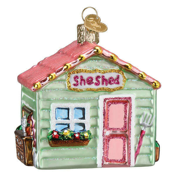 Old World Christmas She Shed Blown Glass Ornament