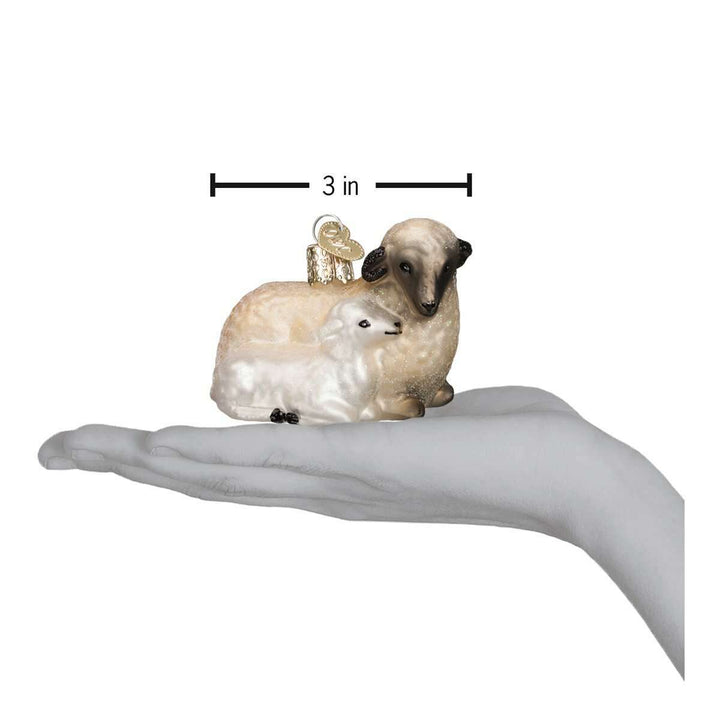 Old World Christmas Sheep With Lamb Blown Glass Ornament