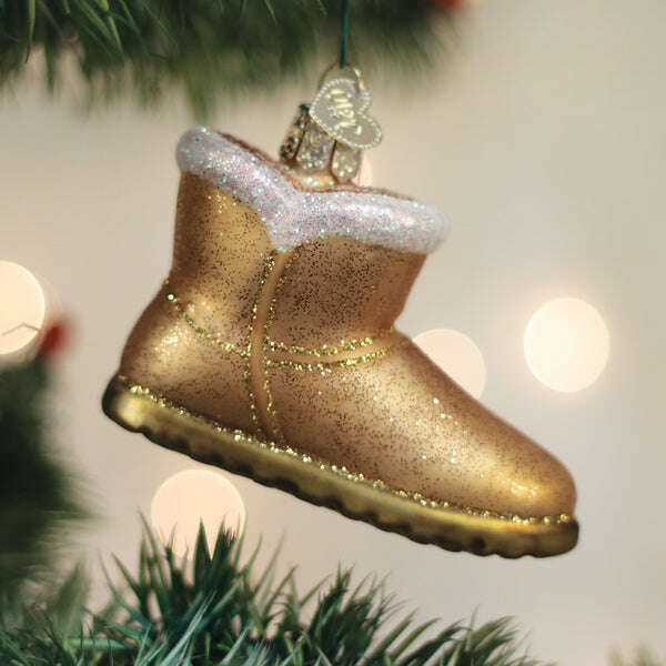 Old World Christmas Sheepskin Boot Blown Glass Ornament