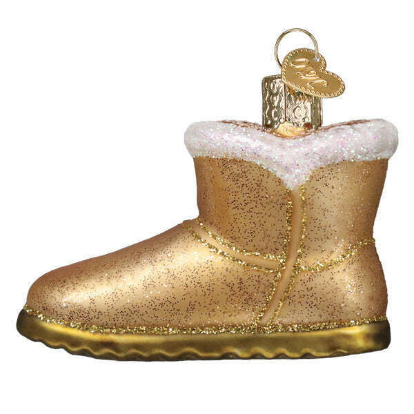 Old World Christmas Sheepskin Boot Blown Glass Ornament