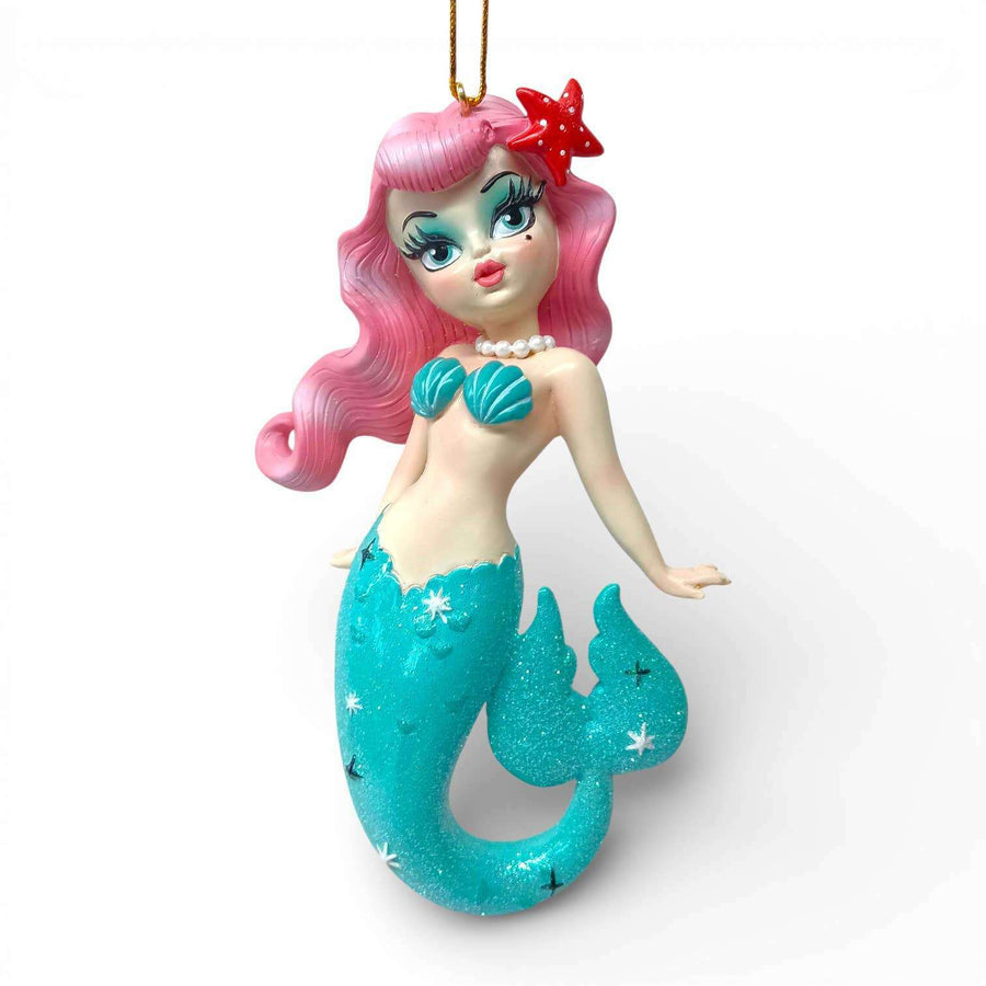 Shelly 5.5 inch Pink Hair Baby Doll Mermaid ornament by Miss Fluff for December Diamonds, retro collectible