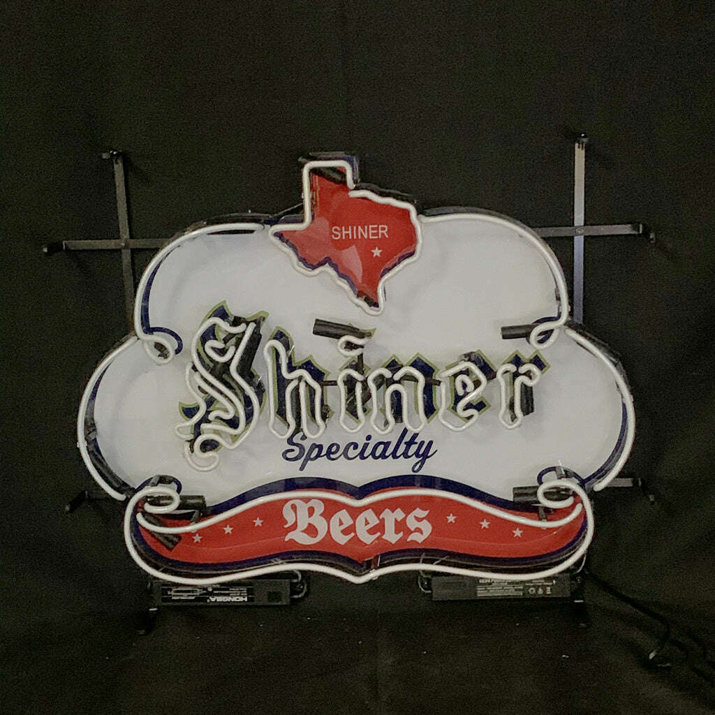 Shiner Specialty Beers with Texas Map Neon Sign Light