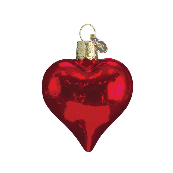 Old World Christmas Shiny Red Heart Blown Glass Ornament