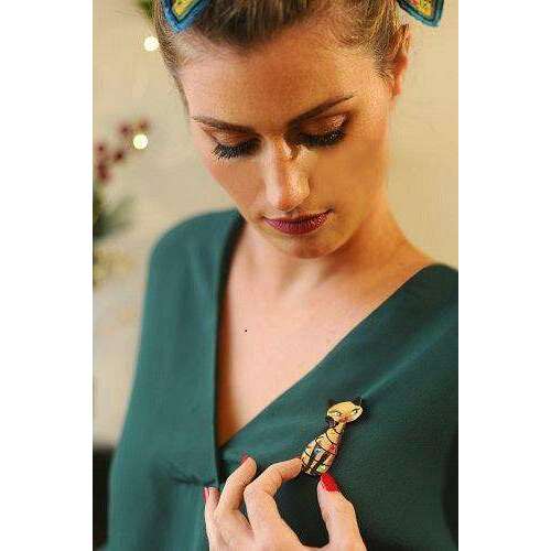 Siamese Cat with Christmas Lights Brooch by Laliblue - Quirks!