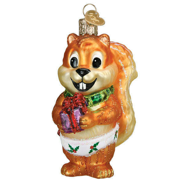 Old World Christmas Silly Christmas Squirrel Blown Glass Ornament