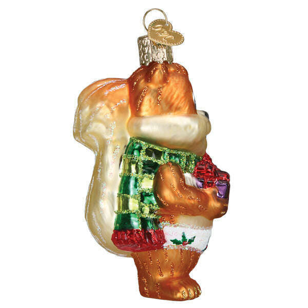 Old World Christmas Silly Christmas Squirrel Blown Glass Ornament