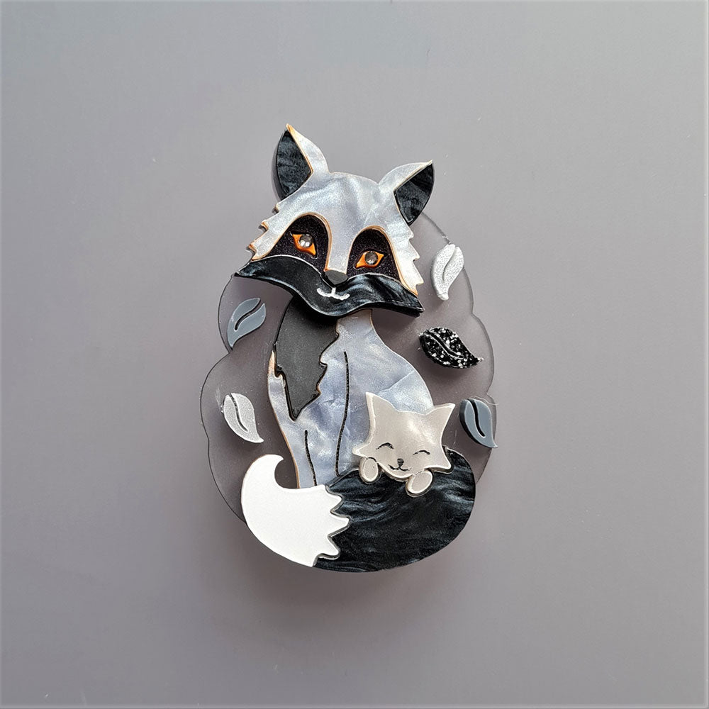 Silver Fox And Cub Brooch by Cherryloco Jewellery 3