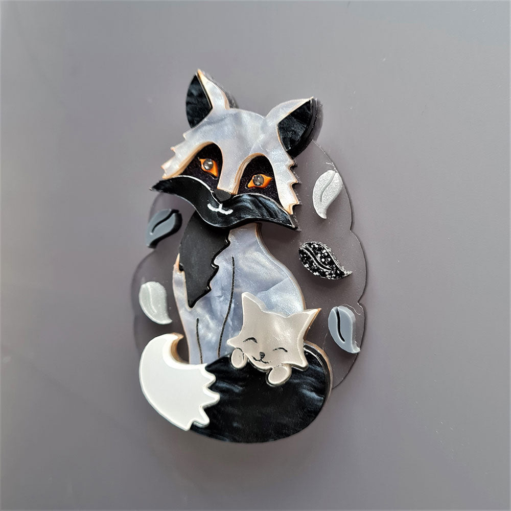 Silver Fox And Cub Brooch by Cherryloco Jewellery 4
