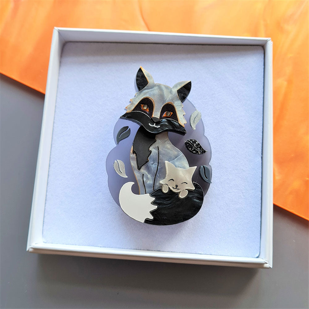 Silver Fox And Cub Brooch by Cherryloco Jewellery 2
