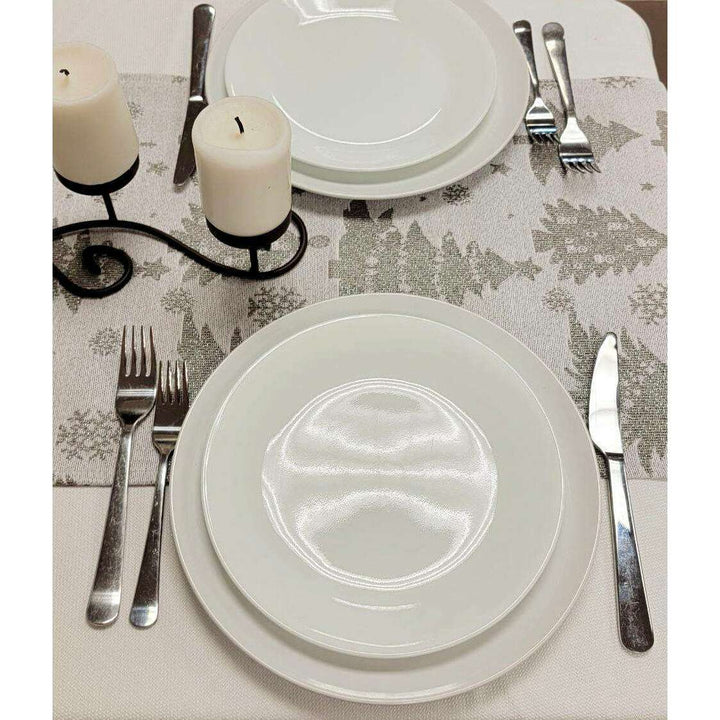 Silver Pine Trees Christmas Table Runner F07M5-9A Silver