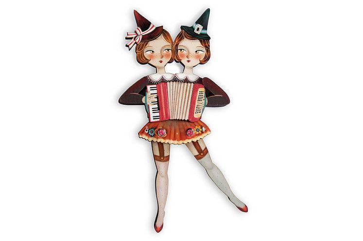 Sister Accordionists Circus Brooch by Laliblue - Quirks!