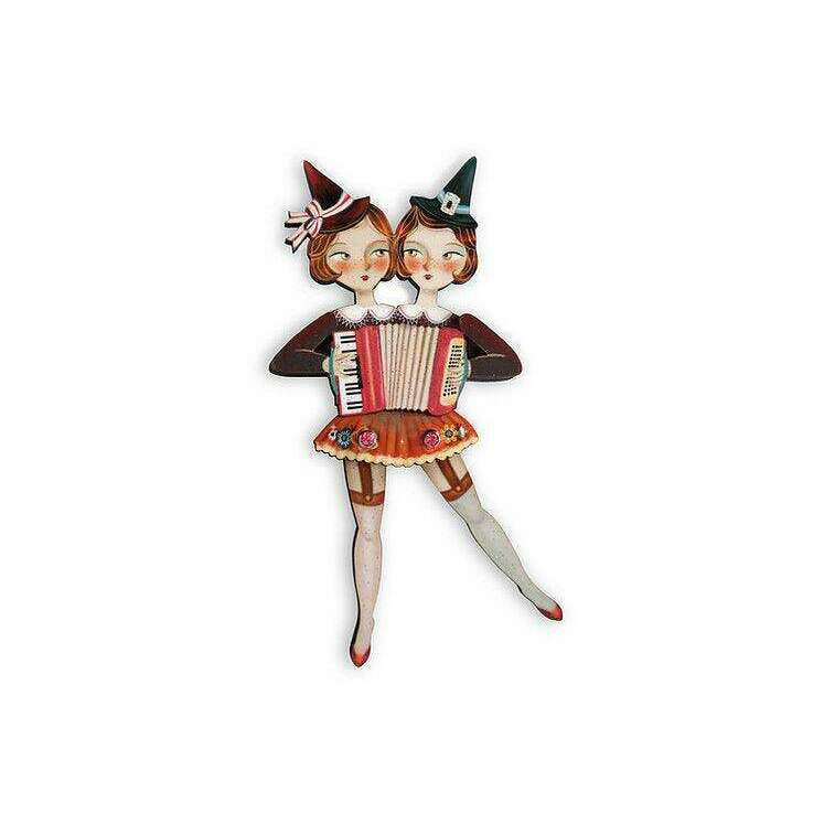 Sister Accordionists Circus Brooch by Laliblue - Quirks!