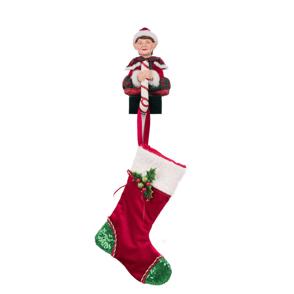 Sitting Elf With Giftbox Stocking Holder by Katherine's Collection image 4