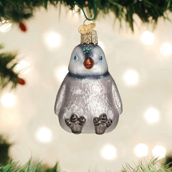 Old World Christmas Sitting Penguin Chick Blown Glass Ornament