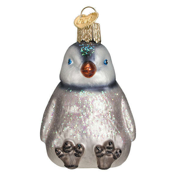 Old World Christmas Sitting Penguin Chick Blown Glass Ornament