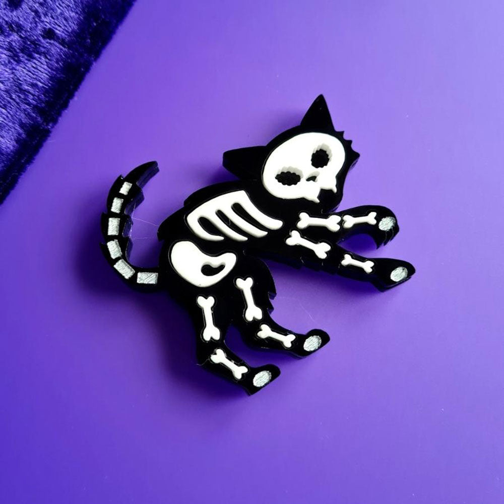 Skeleton Cat Brooch by Cherryloco Jewellery 4