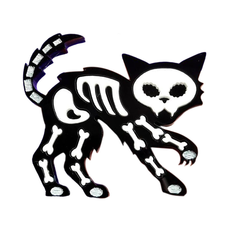 Skeleton Cat Brooch by Cherryloco Jewellery 1