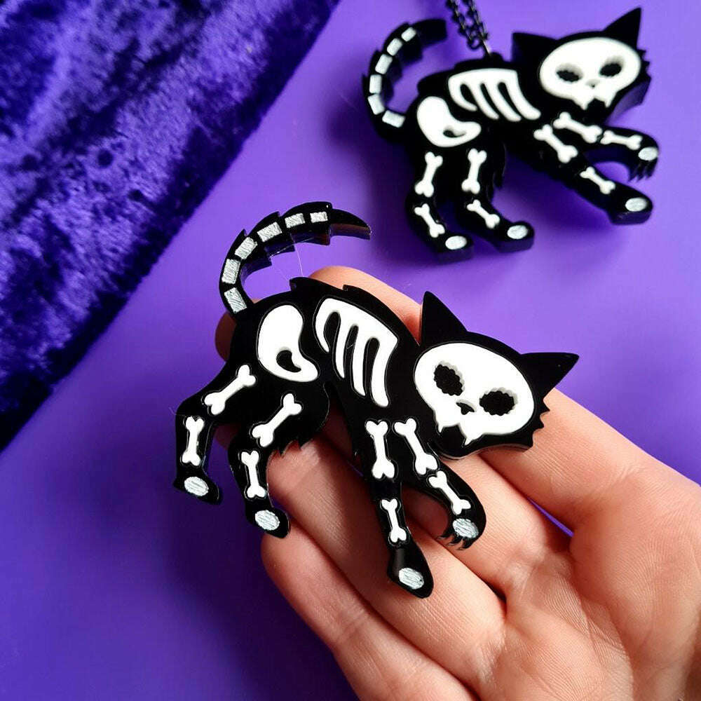 Skeleton Cat Necklace by Cherryloco Jewellery 3