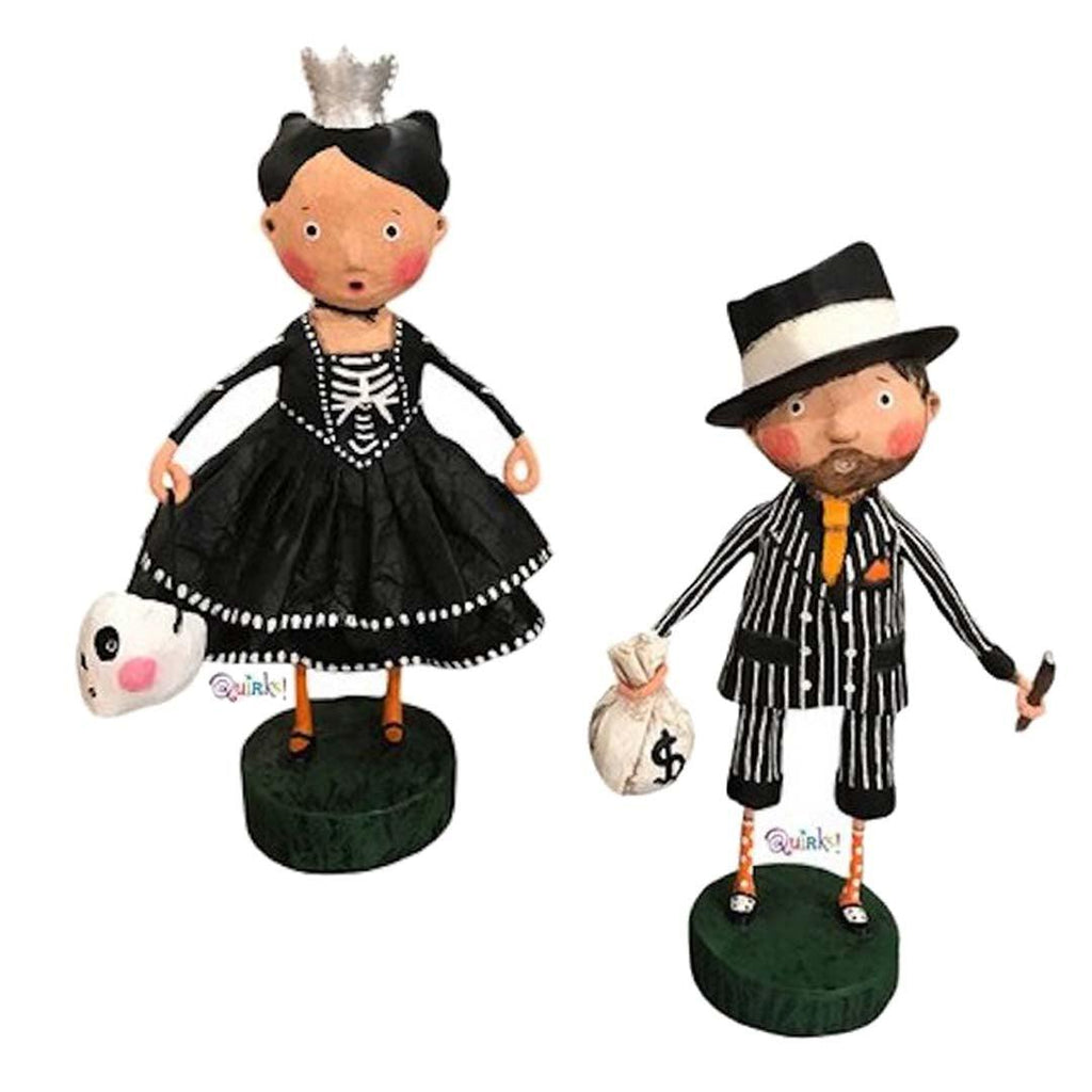 Skeleton Princess and Lil' Gangster Set of 2 Halloween Figurines by Lori Mitchell - Quirks!