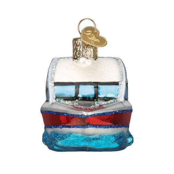 Old World Christmas Ski Boat Blown Glass Ornament