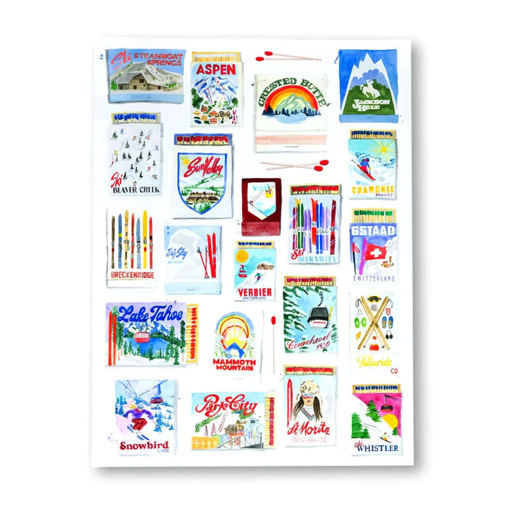 Ski Resort Collection Matchbook Art Print