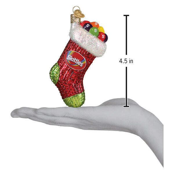 Old World Christmas SKITTLES Stocking Blown Glass Ornament