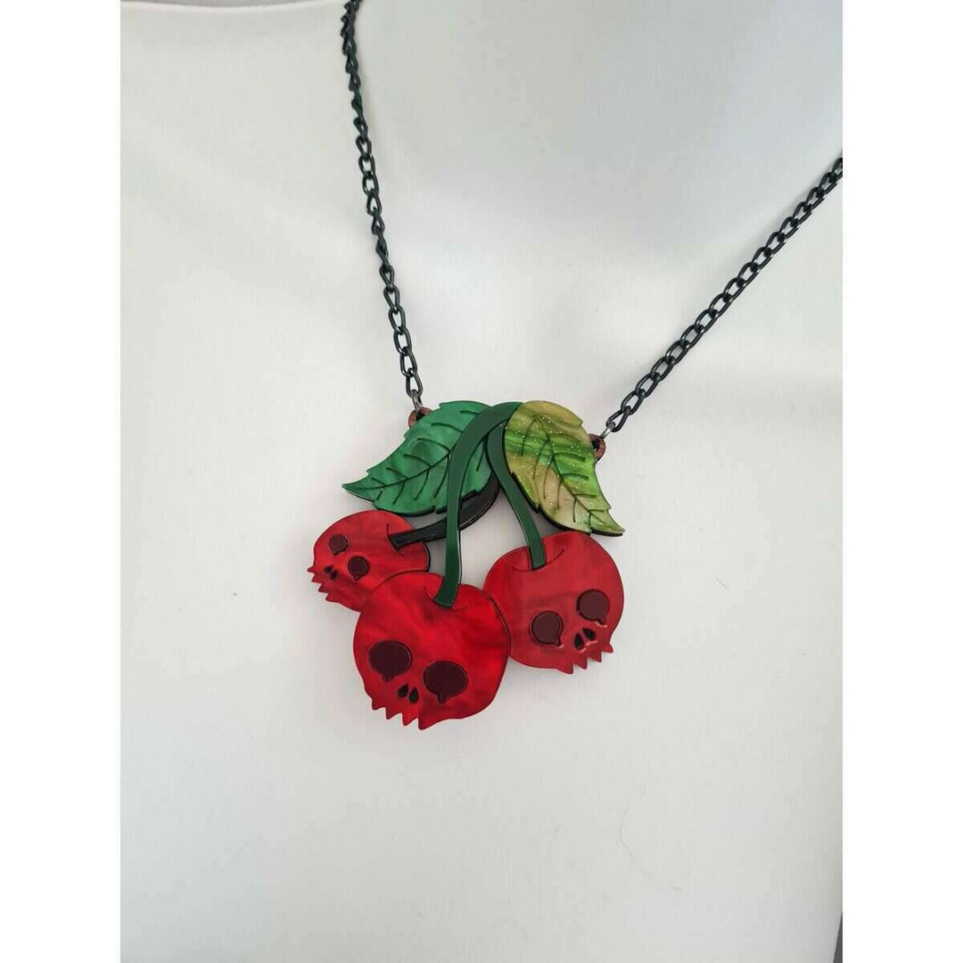Skull Cherry Brooch by Cherryloco