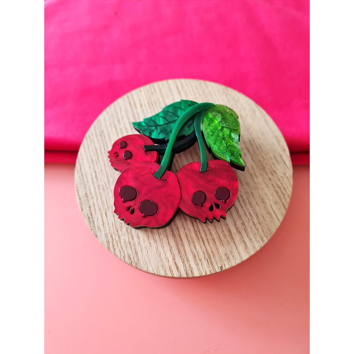 Skull Cherry Brooch by Cherryloco