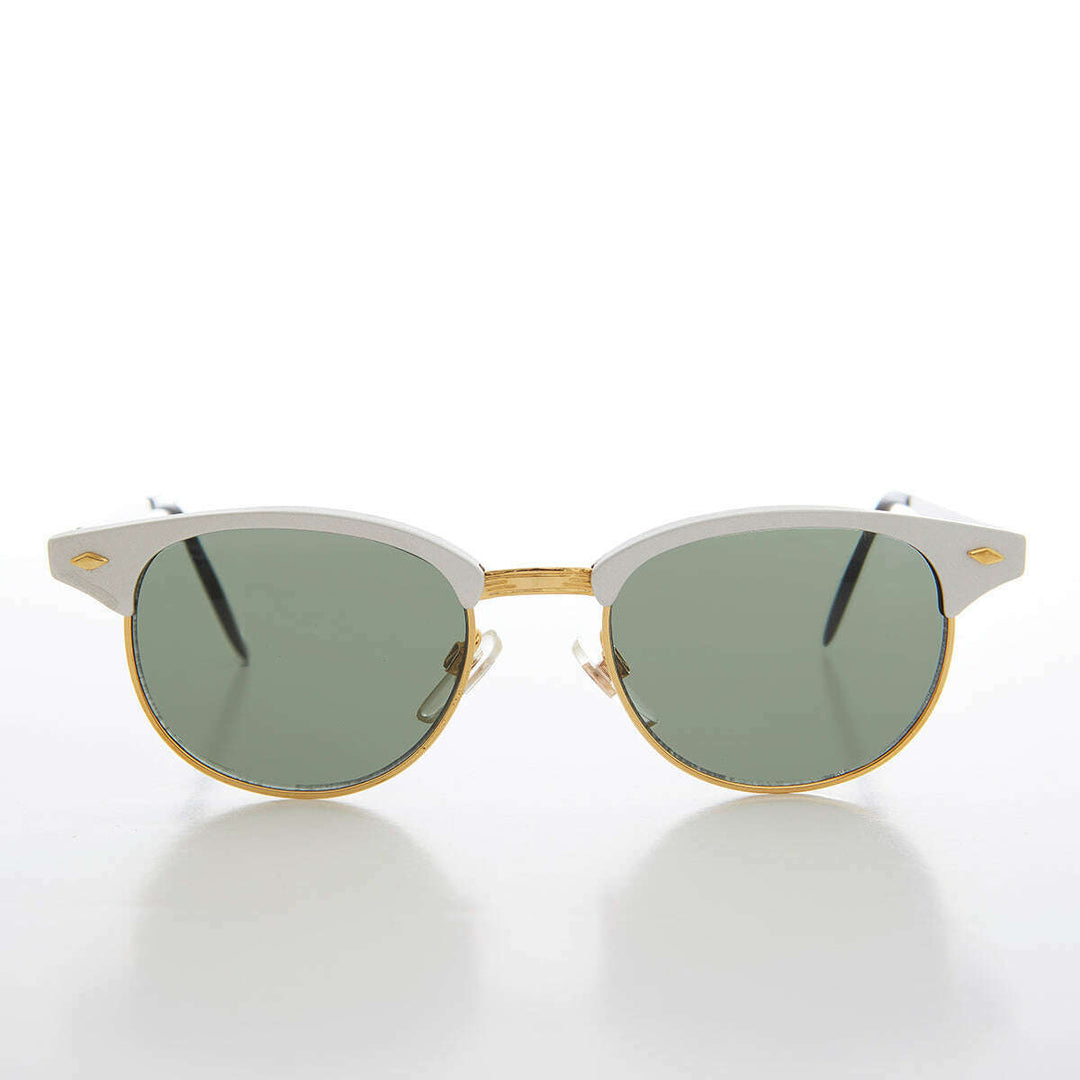 Sleek Silver Half Frame Vintage Sunglass - Minsky