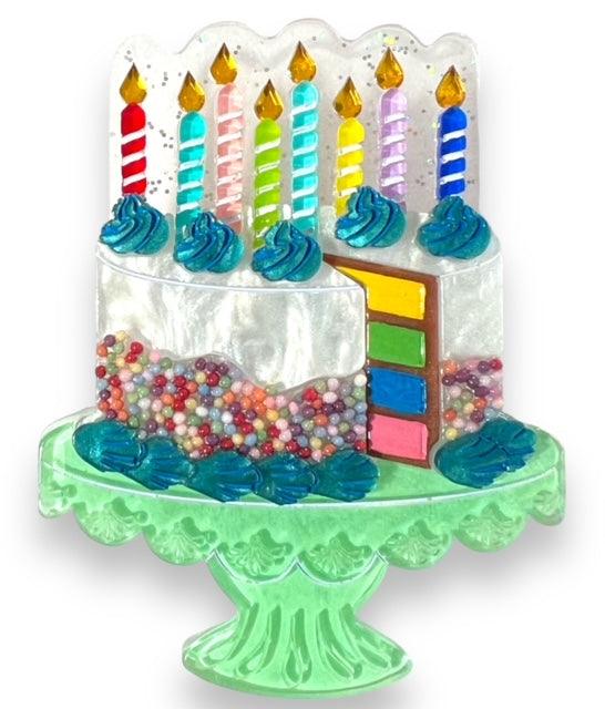 "Slice, Slice Baby" Birthday Cake Brooch by Lipstick & Chrome x Club Eggie - Quirks!