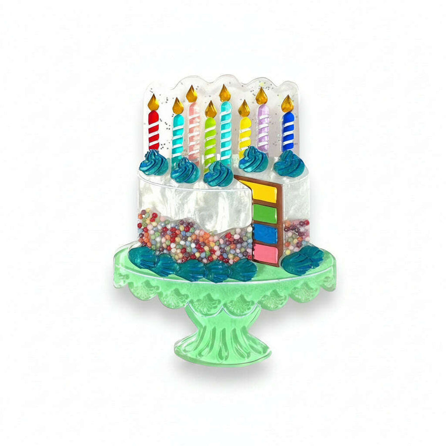 "Slice, Slice Baby" Birthday Cake Brooch by Lipstick & Chrome – view 8