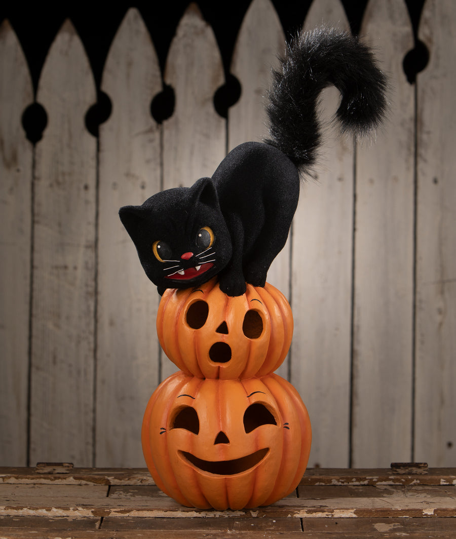 Pumpkin Stack Black Cat by Bethany Lowe Designs, halloween decor