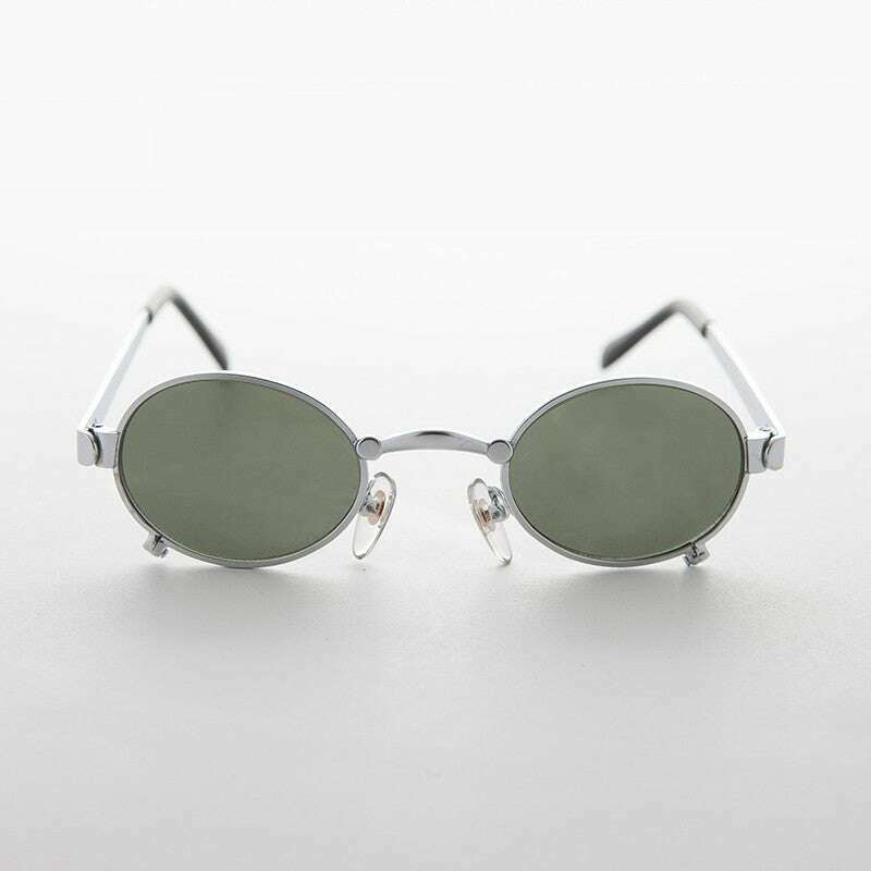 Small 90s Oval Steampunk Spectacle Vintage Sunglass - Edison