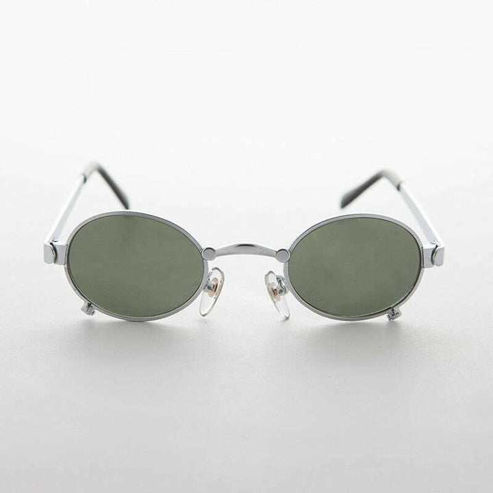 Small 90s Oval Steampunk Spectacle Vintage Sunglass - Edison