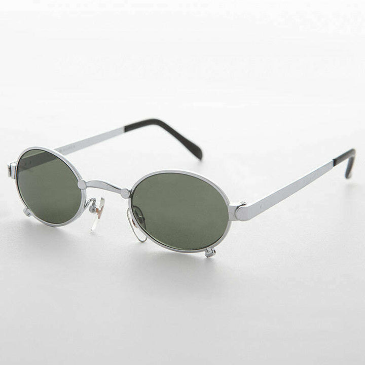 Small 90s Oval Steampunk Spectacle Vintage Sunglass - Edison