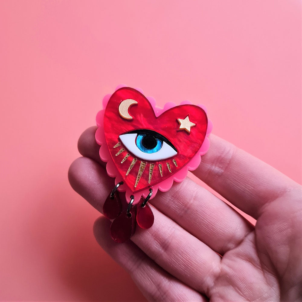 Small Flaming Heart Brooch by Cherryloco Jewellery 3