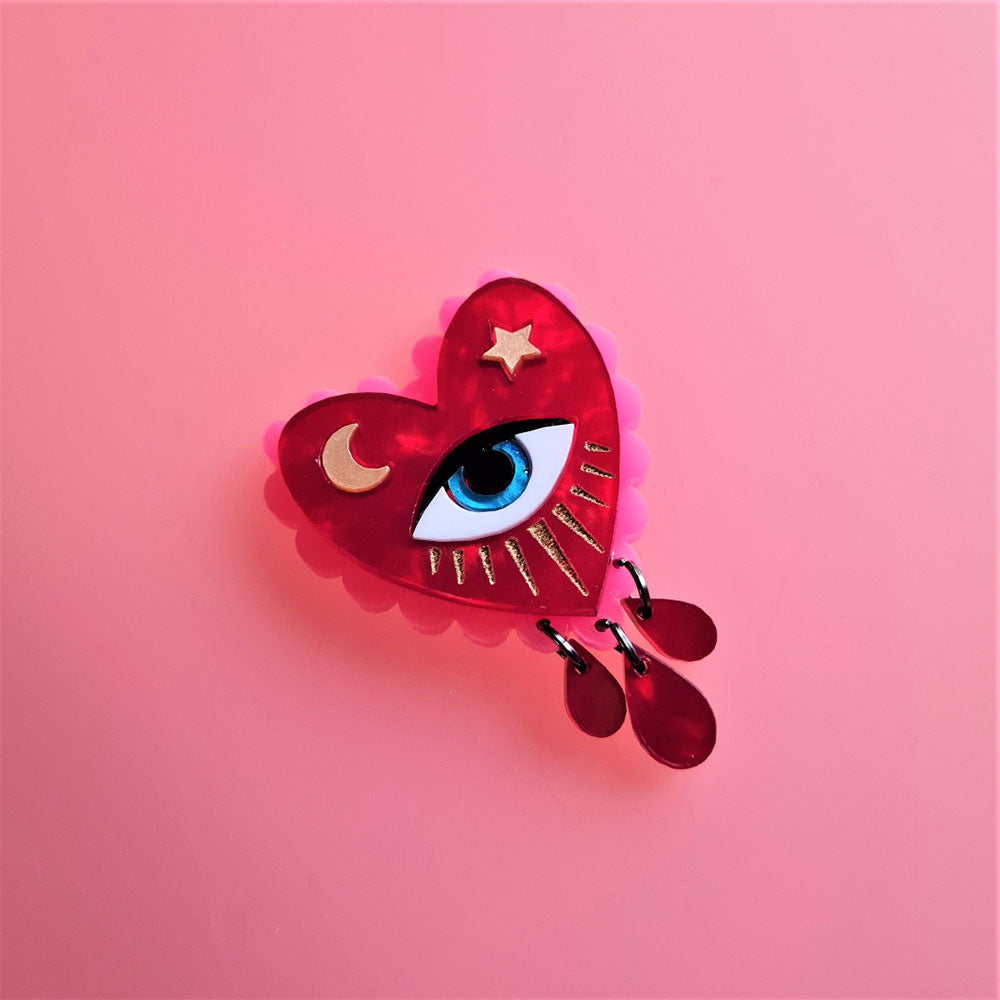 Small Flaming Heart Brooch by Cherryloco Jewellery 2