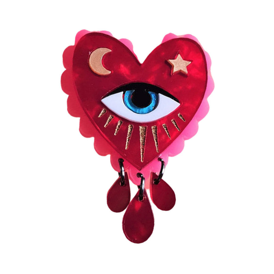 Small Flaming Heart Brooch by Cherryloco Jewellery 1