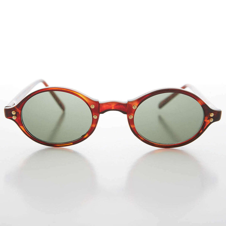 Small Oval Vintage Sunglass with Gold Studs - Harley