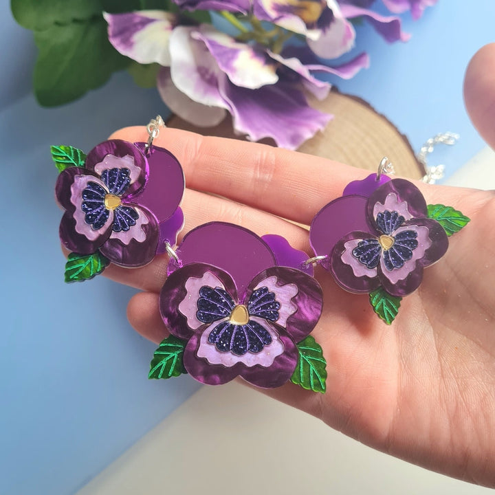 Small Pansy Charm Necklace - Pre Order by Cherryloco Jewellery 1