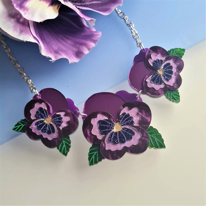 Small Pansy Charm Necklace - Pre Order by Cherryloco Jewellery 2