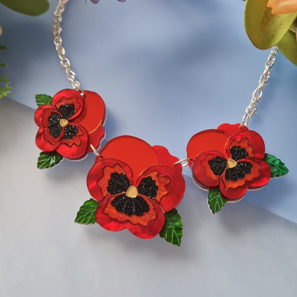 Small Pansy Charm Necklace - Pre Order by Cherryloco Jewellery 9