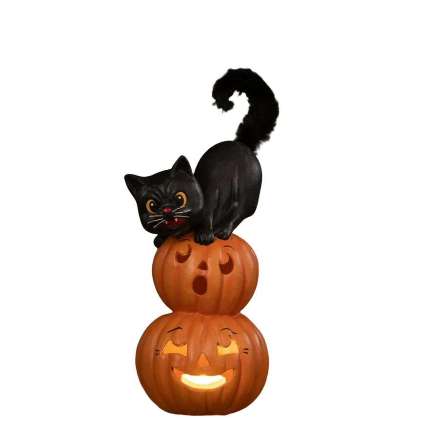 Small Pumpkin Stack Black Cat by Bethany Lowe Designs, image 3