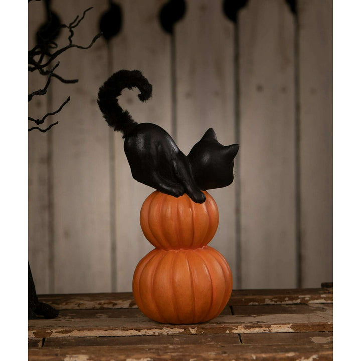 Small Pumpkin Stack Black Cat by Bethany Lowe Designs, image 4